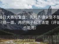 每日大赛短复盘：先对齐镜头是不是只给一面，再把例子标注清楚（评论也能用）